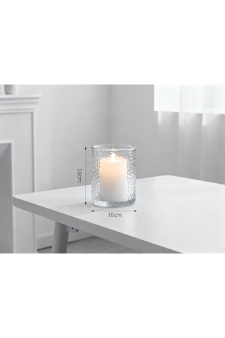 Paşacam Kristal Desenli Mini Vazo 10cm Genişlik X 10cm Uzunluk Mumluk Beyaz