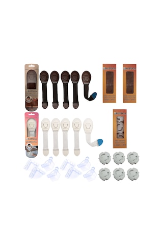 Bebek Güvenlik Seti 10 Adet Çekmece Kilidi + 8 Adet Köşe + 6 Adet Priz Koruyucu Çok Renkli