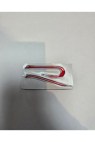 Volkswagen R Yeni Nesil İthal Metal Bagaj Yazısı Krom Zemin - Kırmızı Yazı Logo Arma Krom Kırmızı Etiket