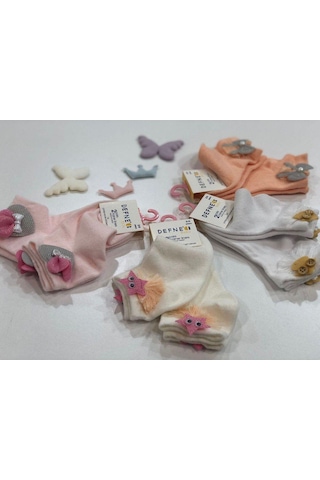 Kıpırık Baby 2 Çift Kız Çocuk Turuncu Aksesuar Detaylı Soket Çorap-1107 Turuncu