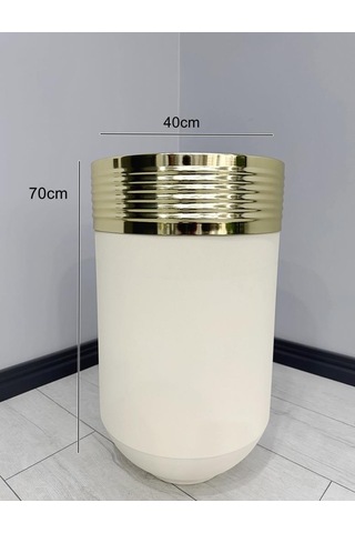Elegant Dekoratif Gold Darbuka Krem Saksı 70cm