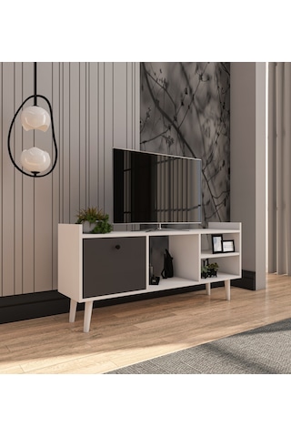 Leo Tv Ünitesi Beyaz-Antrasit Televizyon Konsolu 140 Cm Ekonomik