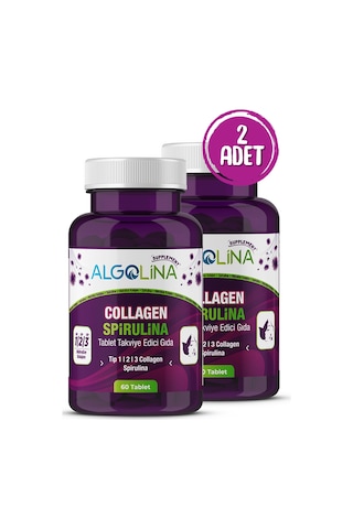 Algolina Collagen+Spirulina Takviye Edici Gıda 1260 Mg 2 x 60 Tablet