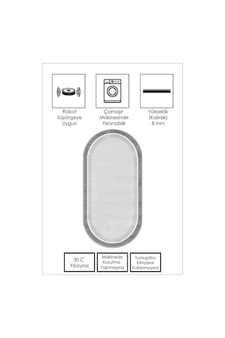 West Home Makinede Yıkanabilir Kaymaz Taban Leke Tutmaz Oval Modern Yolluk Ev Dekorasyonu İçin Gri Kesme Yolluk Wh600 Grey Oval Yolluk