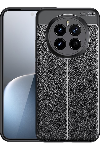 Honor Magic 7 Pro Kılıf Deri Görünümlü Renk Atmayan Dayanaklı Silikon Kapak Niss Siyah