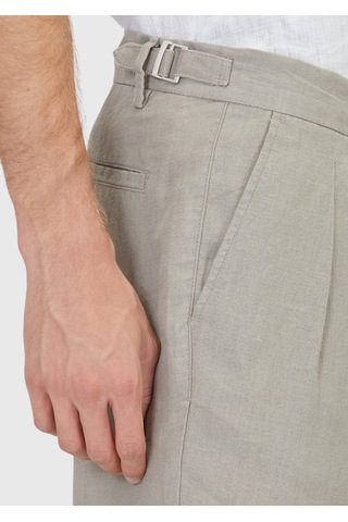 Ramsey Vizon Düz Dokuma Carrot Fit Casual %100 Keten Bermuda