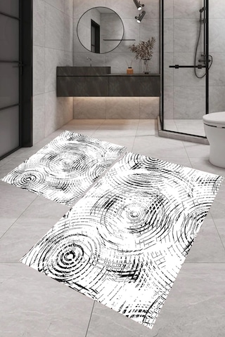 Eliana Home Dijital Baskı 2'li Banyo Paspas Takımı Lna5-fnl327 100x60 Ve 60x50 Cm Beyaz
