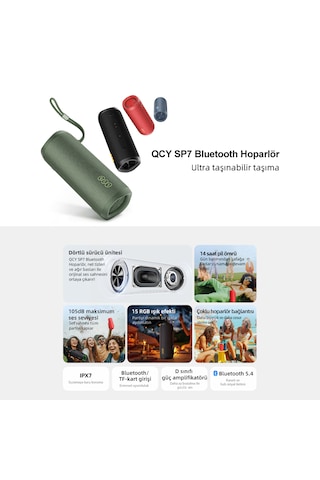 Qcy SP7 40 W RGB Işık TF Kart Girişi Bluetooth 5.4 Hoparlör