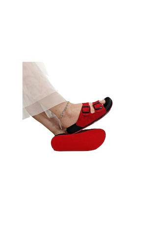 Pierre Cardin 7410 Kırmızı Çift Tokalı Yumuşak Taban Rahat Terlik Kırmızı