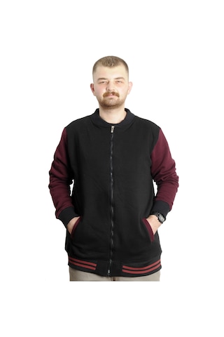 Mode Xl Büyük Beden Erkek Kolej Mont 22618 Siyah-mürdüm Siyah-mürdüm