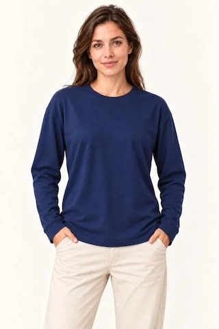 Suma Modal Yumuşak Dokulu Bisiklet Yaka Uzun Kollu Sweatshirt Lacivert