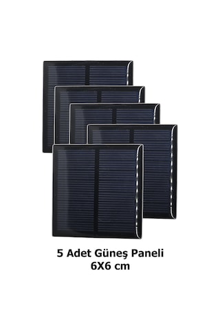 5 Adet Güneş Paneli Seti 60x60mm Mini Solar Panel Deney Seti Robotik Okul Projesi Hobi Eğitim Kiti