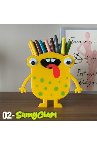Sunnychum Neşeli Sarı Canavar Kalemlik Masa Üstü Düzenleyici