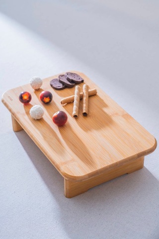 Dikdörtgen Bambu Ayaklı Kesme Tahtası, 33x20x8 Cm Açık Bej