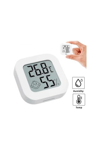 2 Adet Digital Lcd Termometre - Akıllı Sıcaklık Ve Nem Ölçer - Beyaz - Anlık Takip Özelliği