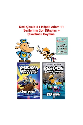 Köpek Adam 11 Ve Kedi Çocuk 4 - Serilerinin Son Kitapları + Çıkartmalı Boyama