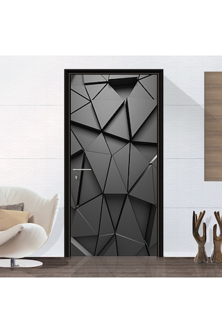 Aubyhe Sp-f068 M Siyah Geometrik 3d Kapı Sticker 44x200cmx2 Adet - Ev Dekorasyonu İçin Kolay Kullanıma Uygun, Dayanıklı Malzeme Çok Renkli