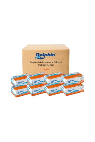 Dolphin Pudrasız Beyaz Lateks Muayene Eldiveni 20 x 100'lü
