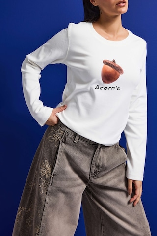 Itsbasic Kadın Beyaz W5 Oversize Baskılı %100 Pamuk Sweatshirt