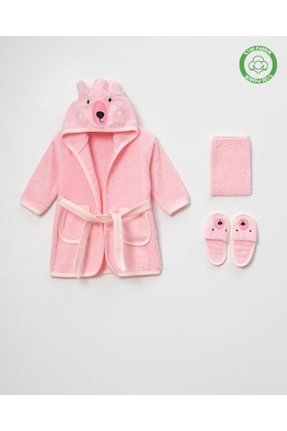 Ayılı Bornoz Takımı 1-2 Yaş Pembe