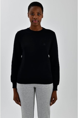 United Colors of Benetton Kadın Sol Göğsü Logo Detaylı Sweatshirt Siyah