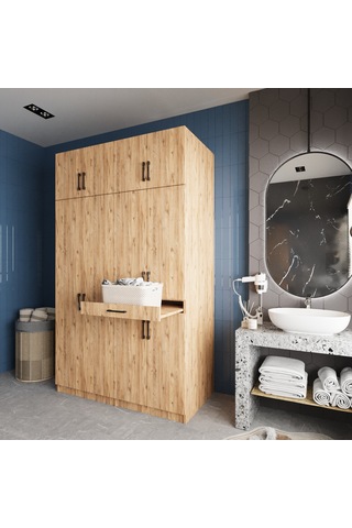 Modena Çamaşır Ve Kurutma Makinesi Dolabı Banyo Dolabı Çam Çam