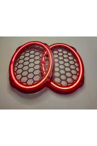 Hoparlör Kapağı Oval 20 Cm Ledli 2'li Takım - Kırmızı