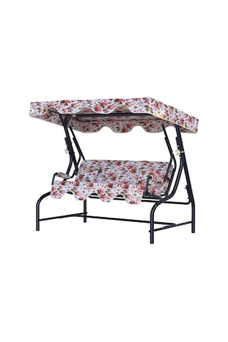 Bahçe Salıncağı 3 Kişilik Metal Salıncak İngiliz Koruma Kılıfı Hediye Rose