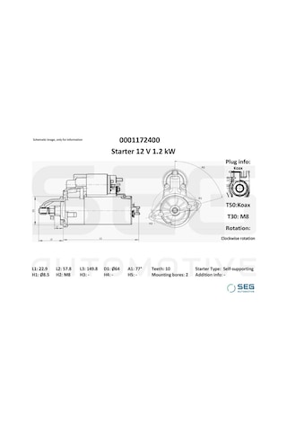 Marş Dinamosu - Fiat Tipo, 500, Panda, Grande Punto, Punto, Doblo, Fiorino, Qubo, Idea, Strada, Linea, Palio, Siena, Egea, Mito - Boem-9s5111000bb