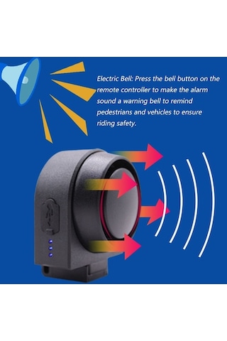 Artfulabode Zili Yüksek Yol Uzaktan Su Sesle Scooter Kumanda Korna Kırmızı Güvenlikli Elektrikli Dağ Bisikleti Alarmı 105-115db Kırmızı