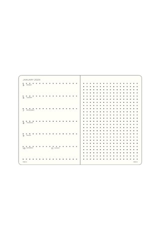 Leuchtturm1917 Orta Boy A5 12 Aylık Ajanda Ve Not Defteri Noktalı 2026 Sert Kapak, İngilizce, Siyah 372700