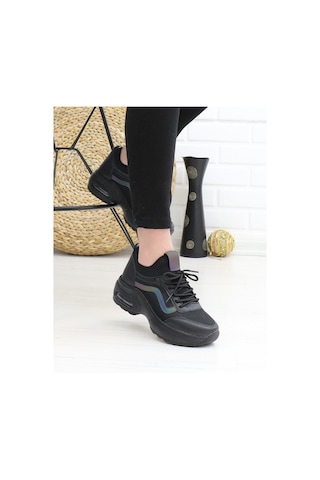 Nesil Shoes Flet 121 Siyah Air Taban Kadın Sneakers-siyah Siyah