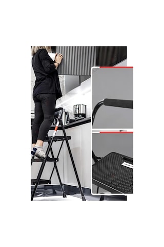 Perilla 51403 Stepla Geniş 3 Basamaklı Katlanır Merdiven Eurotower Siyah