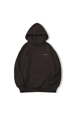 Brz Collection Oversize Unisex Basic Hoodie Kahverengi Kahverengi