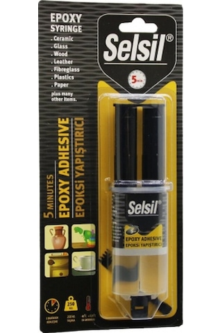 Selsil Epoxy Syrınge Adhesive Şırınga Epoksi Yapıştırıcı 28gr. Alüminyum - Cam - Porselen - Seramik Selsil Epoxy Syrınge Adhesive Şırınga Epoksi Yapıştırıcı 28gr. Alüminyum - Cam - Porselen - Seramik