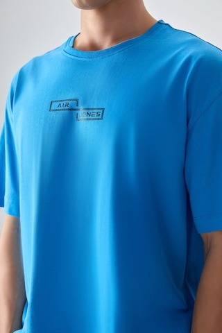Air Jones Tommy Life Petrol Mavi %100 Pamuk Kalın Yumuşak Dokulu Oversize Fit Baskılı Erkek T-shirt - 88361 Petrol Mavi