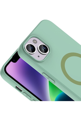 Maks Technology iPhone Uyumlu 13 Kılıf M-safe Şarj Özellikli Mkst Aris Silikon Kapak - Turkuaz