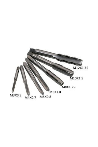 Pazly 8 Adet Konu Metrik Makine El Vida Dişi Fiş Musluk Seti M3 M4 M5 M6 M8 M10 M12 İle 1 Adet Ayarlanabilir Anahtar