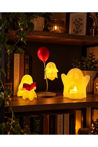 Fosforlu Hayalet Figür Seti 3 Lü Led Mum Dahil 74 74 174 Mm