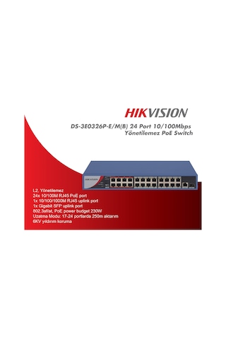 Hikvision Ds 3E0326P E/M B 24 Port Poe Switch