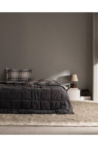 Madame Coco Beth Tek Kişilik Wellsoft Comforter Set - Antrasit Gri