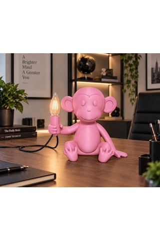 3dlab Moko 3d Baskı Maymun Figürlü Masa Lambası Pembe