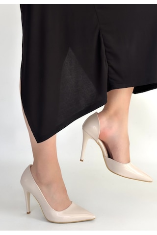 Roof Atelier Kadın Bej Rugan Sivri Burun Yüksek İnce Topuklu Stiletto Ayakkabı - Pley Çok Renkli