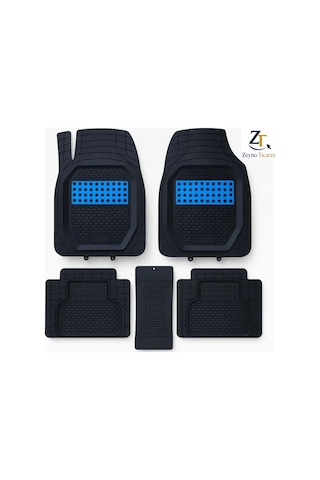 Renault Kango Combi 2003 Uyumlu 3 Cm Havuzlu 5 Parça 3d Universal Oto Paspas Siyah-mavi