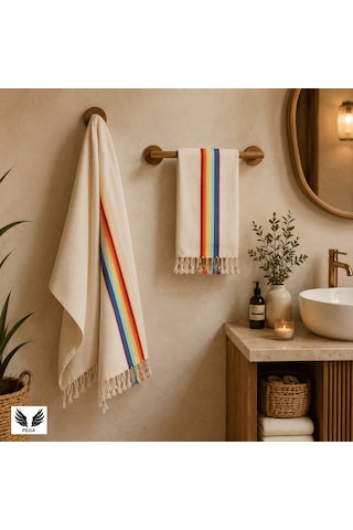 Pega Rainbow Peşkir 45x90 Cm %100 Koton Gökkuşağı El/baş Havlusu Gökkuşağı