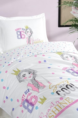 Ranforce Genç Nevresim Takımı Selen Pudra - Beyaz