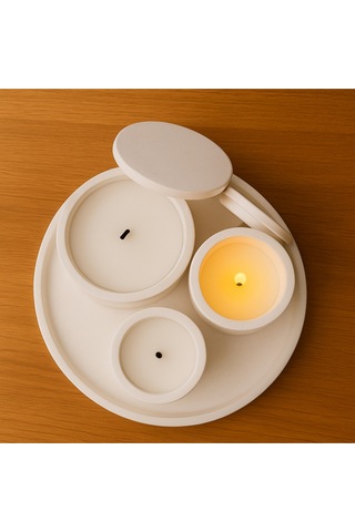 Dekoratif Set Mum Beyaz Set