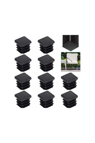 Flybuy Bosphorusboutique Siyah Sandalye Sandalye Plastik Mufunye Mobilya Masif Masa Kapağı 20x20mm 20 Adet Kare Boru Uç Kapağı -