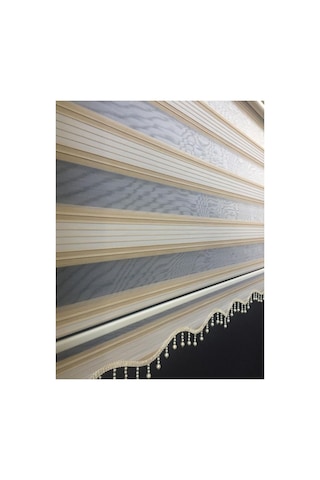 Sarı Renk Geçişli Boncuklu Zebra Stor Perde Sarı - 97264590 Sarı