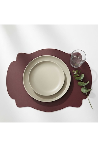 2 Adet Suni Deri Amerikan Servis As00120-33x44 Cm Supla Bordo